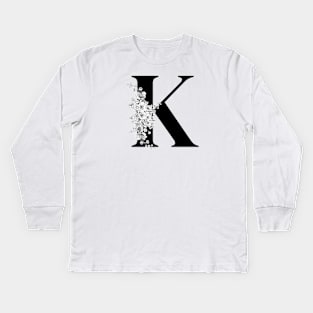 K alphabet Botanical cherry blossom sakura flowers Kids Long Sleeve T-Shirt